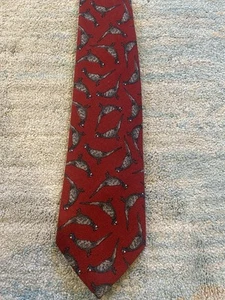 Corbata de cuello Polo Ralph Lauren vintage de 1980 para hombre lana rojo faisanes hecha en EE. UU. - Imagen 1 de 4