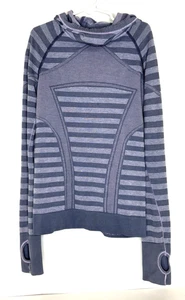 Ivivva Girls 8 Gray striped Hoodie Sweater Long Sleeve Thumb Holes Neck Gator - Picture 1 of 4