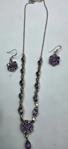 AMETHYST STERLING SILVER NECKLACE EARRINGS SET - Picture 1 of 3