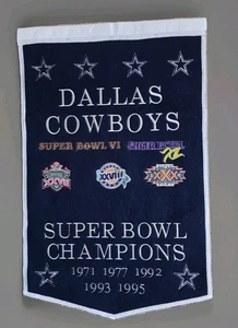 Vintage Dallas Cowboys 24" x 38" bestickt Wolle Super Bowl Banner NFL WinCraft - Bild 1 von 2