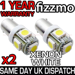 2x 5 SMD LED XENON WEISS SEITENLEUCHTE GLÜHBIRNE 233 T4W BA9S BAJONETT BEDECKT 360 DEG UK - Bild 1 von 1