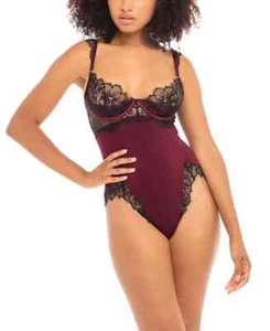 Oh La La Cheri Viscose Jersey Eyelash Lace Molded Shelf Cup Teddy Lingerie Sz S - Picture 1 of 6