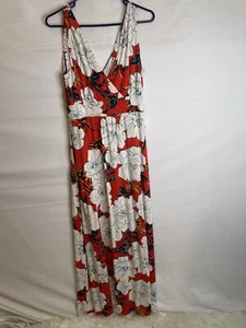 C&C California Sleeveless Maxi Dress Red White Floral New 3705 - Picture 1 of 8