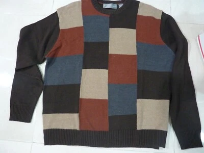 Oscar De La Renta Brown Orange Colorblock Pullover Sweater XXL - Image 1 of 4