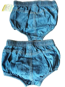 Baby Girls Boys Denim Bloomers 2pcs Shorts Jeans Loose Diaper Cover 3-6 Months - Picture 1 of 3