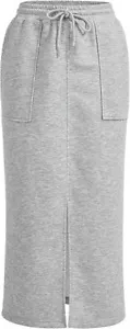 MakeMeChic Women's Drawstring Waist Split Thigh Maxi Cargo Skirt, Light Gray, M - Picture 1 of 6