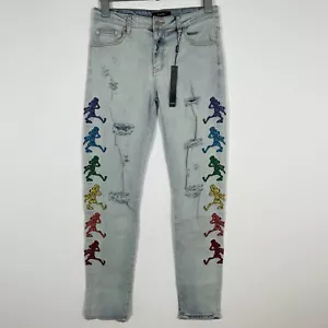 Amiri Grateful Dead Dancing Skeleton Jeans Herren Gr. 32 Hellblau Denim Hose - Bild 1 von 11