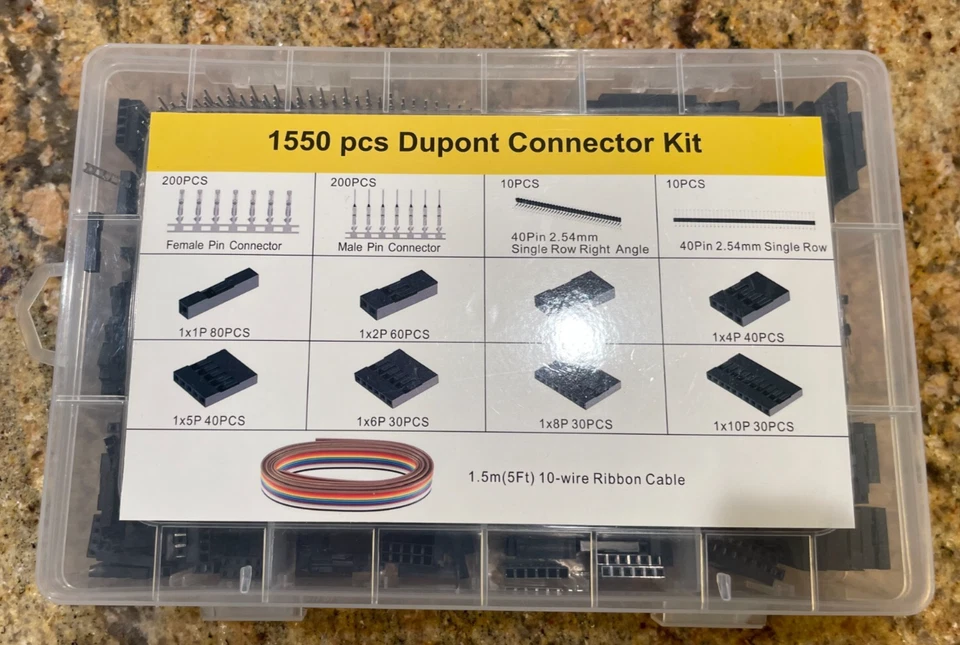 Juego de terminales de kit de conectores Dupont de 1550 piezas cabezal de pasador hembra de paso de 2,54 mm Foto 1 de 2