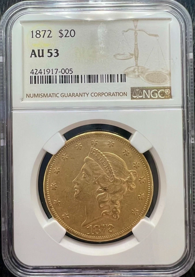 Oro Liberty Double Eagle 1872 $20 NGC AU53 Foto 1 de 2