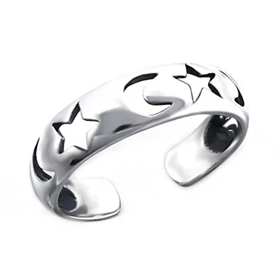 Zehenring Zehring Motiv Mond Sterne 925 Silber Zehenschmuck - Bild 1 von 2