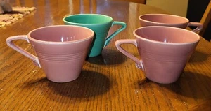4 Vintage Homer Laughlin Harlequin Tea Coffee Cups Rose Light Green HLC - Picture 1 of 5
