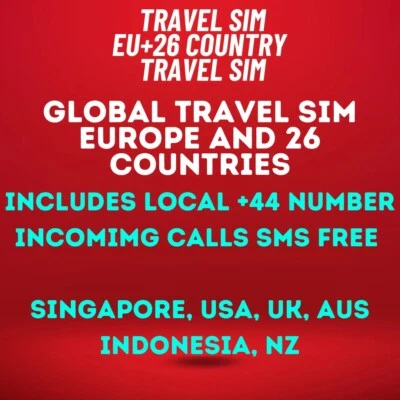 Travel Sim 30 day prepaid Europe Sim card, EU +26 countries No Data loaded. - Image 1 of 4