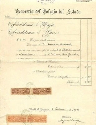 LOTE MÉXICO 3 DOCUMENTOS COMPLETOS ANTIGUOS 1893 a 1895 CON SELLOS FISCALES USADOS EN MUY BUEN ESTADO Foto 1 de 3