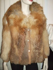 PELLICCIA FUR PELZ JACKE JACKET GIACCA VOLPE ROSSA FUCHS RED VINTAGE - Imagen 1 de 12