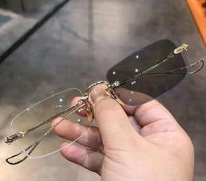 Unisex Frameless Myopia Glasses Men Women Block Blue Light Prescription Glasses - Picture 1 of 11