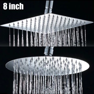 Soffione Doccia a Pioggia 8" Rotondo/Quadrato Acciaio Inox Cromato Bagno Spruzzatore Pioggia - Foto 1 di 11