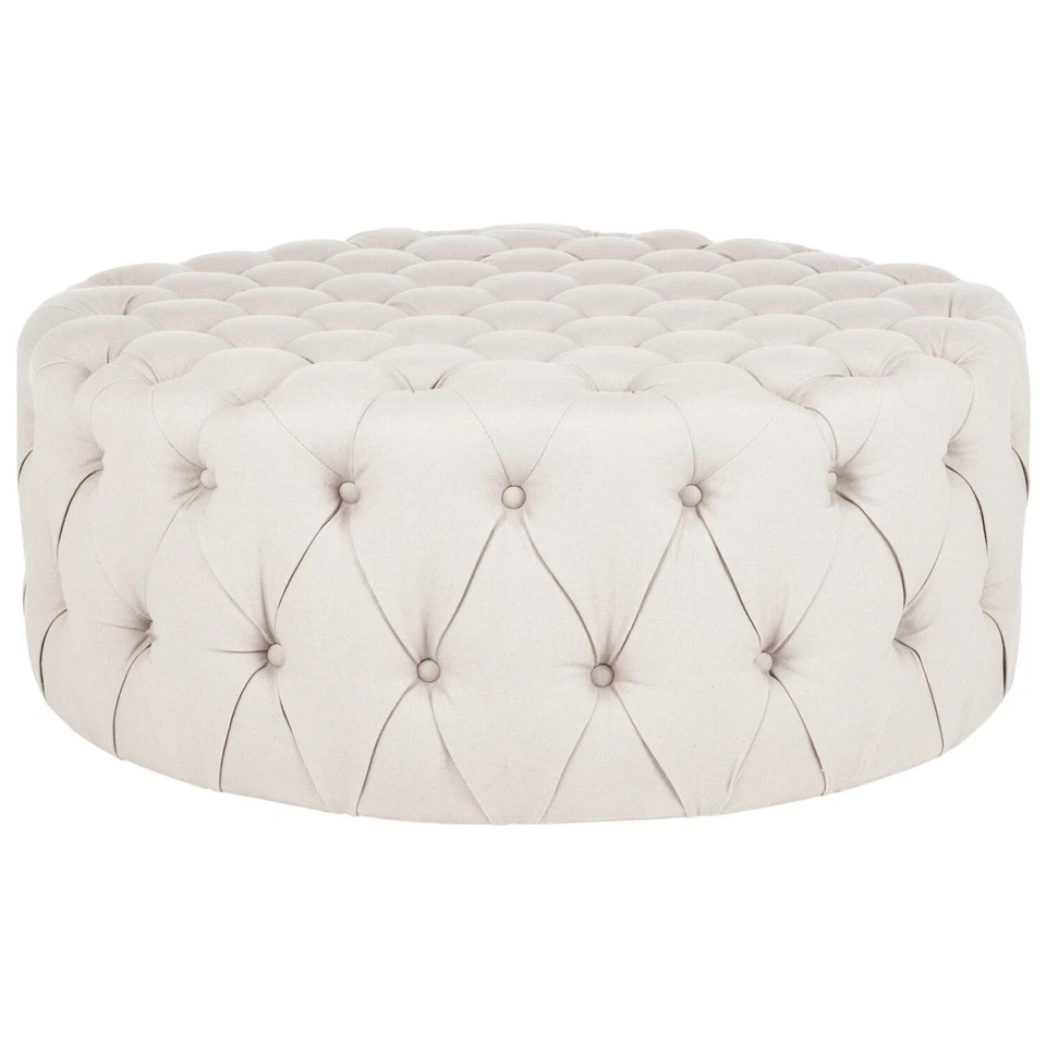 Safavieh Charlene Tufted Ottoman Taupe - Image 1 of 1