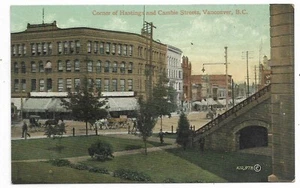 Vancouver British Columbia Postcard Corner of Hastings and Cambia Streets - Picture 1 of 2