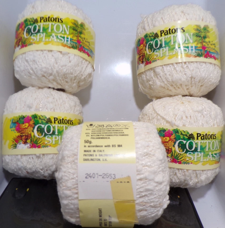 Patones 'Color Splash' Blanco; Algodón; Lote de 5 Bolas Foto 1 de 1