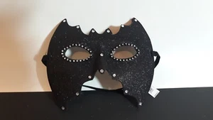 Halloween Unisex Glitter Rhinestone Black Bat Mask - Picture 1 of 12