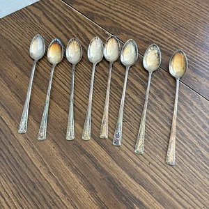 Vintage CAMELLIA Silver Plate Tea Spoon Set Of 8 - Picture 1 of 10