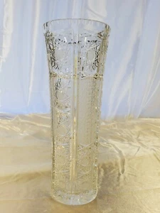 12" tall Antique Corset American Brilliant Cut Crystal Vase daisies - Picture 1 of 8