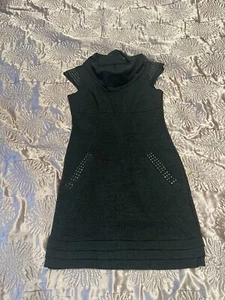 Cotton Club Grey Warm Dress Size 10 / 38 Metal Beads Pockets Studded - Picture 1 of 5