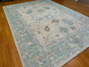 Handmade Oushak Rug Muted 8x10/9x12 Turkish Knot Area Rug Hand-Knotted Vintage - Picture 1 of 5