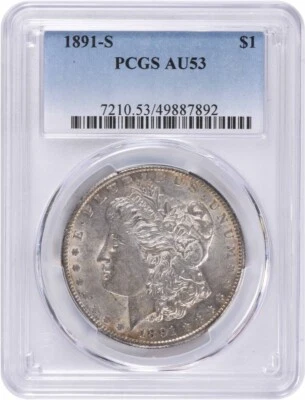 1891-S Morgan Silver Dollar AU53 PCGS - Image 1 of 2