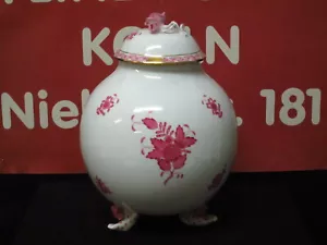 HEREND AP APPONYI PURPUR SEHR GROßE DECKEL VASE AUF FÜSSEN 6409/AP 1.WAHL - Picture 1 of 2