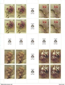 Guyana, 1986, Orchids, MNH Full Gutter Sheet, Michel 1736, 1739, 1741, 1743 - Picture 1 of 1