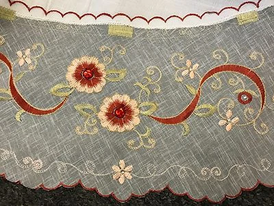 White Embroidered Tablecloth 70" Round Fabric Dining Table Cover Wedding Bridal - Image 1 of 4