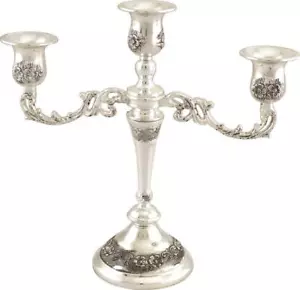 Candelabros plateados Judaica 3 ramas Shabat Holiday - Imagen 1 de 6