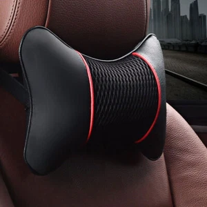 2pcs Soft Leather Car Headrest Seat Neck Cushion Pillow Support Car Accessories - Picture 1 of 11