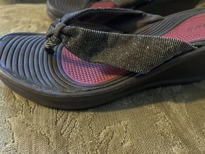 Skechers Rumblers Womens Sz 8 Metallic Dark Brown Sparkle Sandals Wedge. - Picture 1 of 5