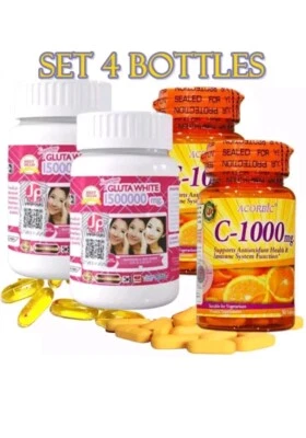 Supreme Gluta Blanco Glutatión Acórbico Vitamina C Hierba Fresca Antioxidante Set 4 Piezas Foto 1 de 4