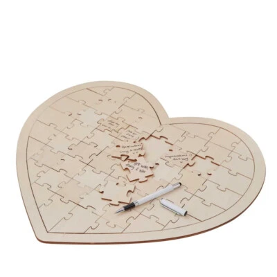 Wedding Guest Book Alternative Wooden Heart Jigsaw Guests To Sign - image 1 of 2