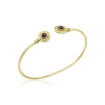 Natürlich Red Garnet Edelstein Messing Armband Verstellbar Handschellen für - Bild 1 von 4