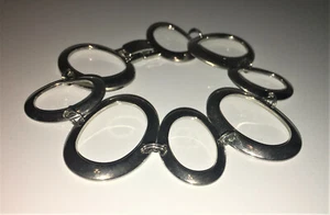 Verbundene Creolen Metall Armband silberfarben 2" Innendurchmesser - Bild 1 von 5