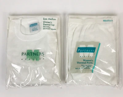 Top y pantalones térmicos vintage Mervyns Partners para mujer blanco roto talla mediana Foto 1 de 4