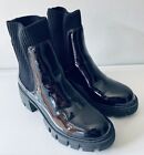 Steve Madden Hutch Black Patent Ankle Boot Uk 4 Heel + Platform | Not Leather