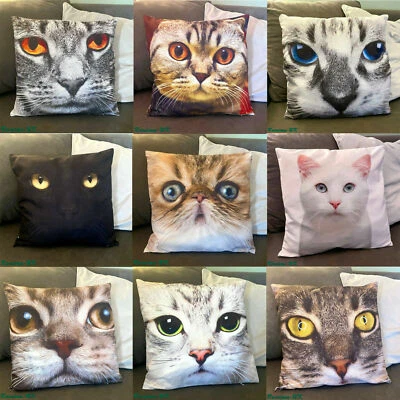 Funda de almohada impresa con cojín para animales GATO sofá decoración del hogar 45 x 45 cm 18"" Reino Unido A Foto 1 de 4