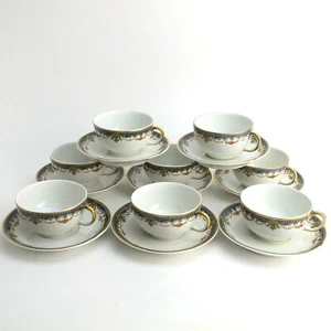 UNC20 by Union Ceramique Porcelain Set of 8 Cups & Saucers (16 Pieces) - Picture 1 of 10