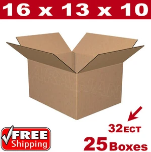 25 - 16x13x10 Cardboard Boxes Mailing Packing Shipping Box Corrugated Carton - Picture 1 of 1