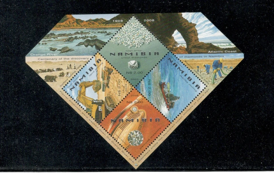 NAMIBIA - DISCOVERY OF DIAMONDS, CENT. - SOUVENIR SHEET #1151 - MNH - YR 2008 - Image 1 of 1