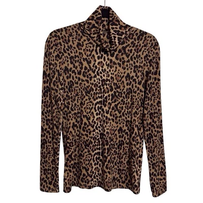 Gap Size Small Animal Print Feather T Top Turtleneck Long Sleeve Stretchy - Image 1 of 4