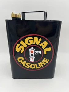 "SIGNAL GASOLINE" 2-GALLON METAL W/BRASS LID OIL CAN (12"x 9.5") VERY NICE CAN - Picture 1 of 9
