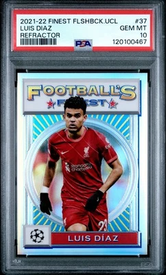 2021-22 TOPPS FINEST FLASHBACKS UEFA #37 LUIS DIAZ REFRACTOR PSA 10 - Image 1 of 2