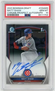 PSA 10 2023 Bowman Chrome Draft Prospect autógrafo automático Matt Shaw RC #CDAMS - Imagen 1 de 2