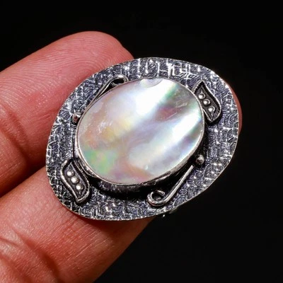 Mother Of Pearl Gemstone Handmade Fashion Unique Design Jewelry Ring 7" SR 539 - Image 1 of 4